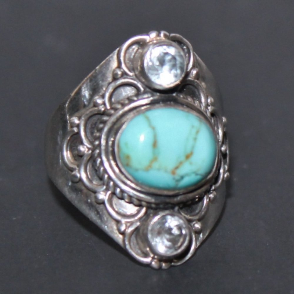 Turquoise Blue Topaz 925 Made in India Ring